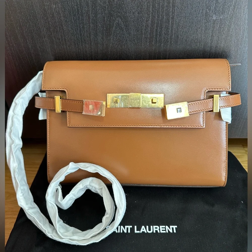 💯%Authentic!Brand New!Saint Laurent Manhattan Small Shoulder Bag In Box Leather